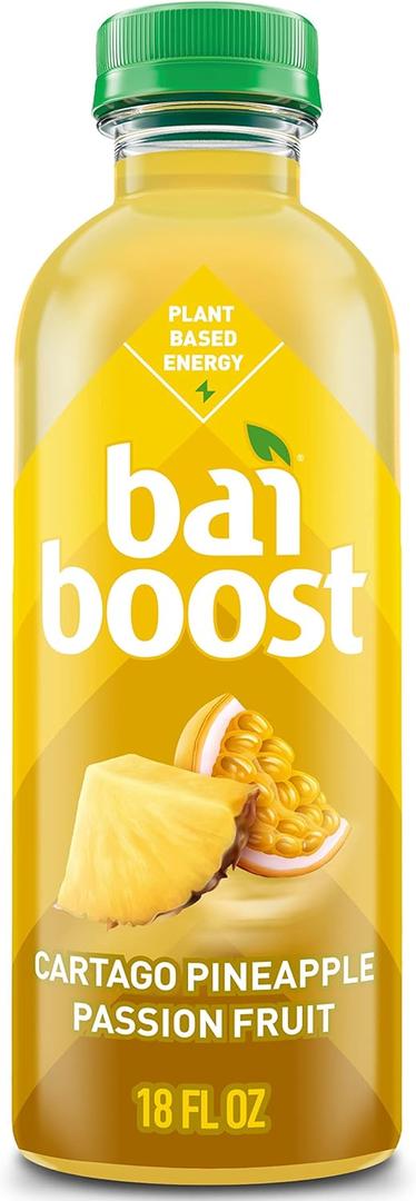 Bai Boost Cartago Pineapple Passion Fruit, Antioxidant Infused Beverage, 18 Fl Oz Bottle (Pack of 12)