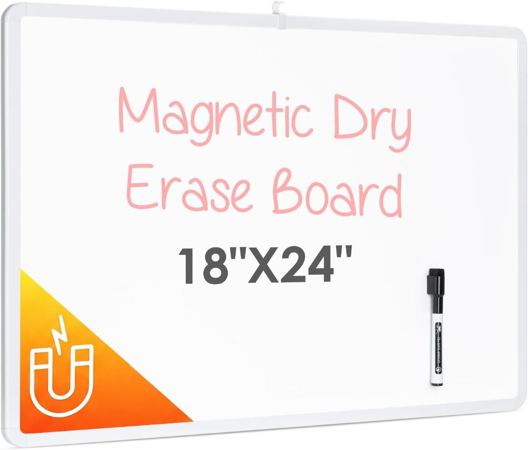 Mr. Pen- Magnetic Whiteboard Dry Erase, 18x24 Inches, Dry Erase Board with Black Fine Point Marker, Magnetic White Board for Students, Home, Office and Classroom