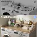 2-Tier Washer and Dryer Countertop with 2.75" H Guard,54" W x 27.5" D Laundry Countertop Cover with Non-Slip Pad,Large Space Laundry Topper for Folding Clothes Over Washer and Dryer-White Oak, Standard-2 Tier