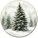 laveliabel Vintage Christmas Tree Round Canvas Art Wall Decor, Winter Xmas Forest Framed Canvas Prints, Snowy Winter Landscape Round Hanging Wall Decor for Home Room Gallery, 10x10 Inches