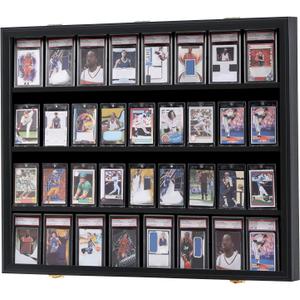 KCRasan 36 Graded Sports Card Display Case - Baseball Card Display Case Lockable - Collection Card Display, Wall Display Frame for Basketball Football Hockey Trading Cards with UV Protection Acrylic