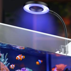 Pawfly 6 W Saltwater Aquarium Light for 3.8-11.4 L Fish Tanks Clip On LED Reef Light for Corals Dimmable LED Aquarium Light USB Moving Marine Fish Tank Light with Timer (Adapter Not Included) [Energy Class E]