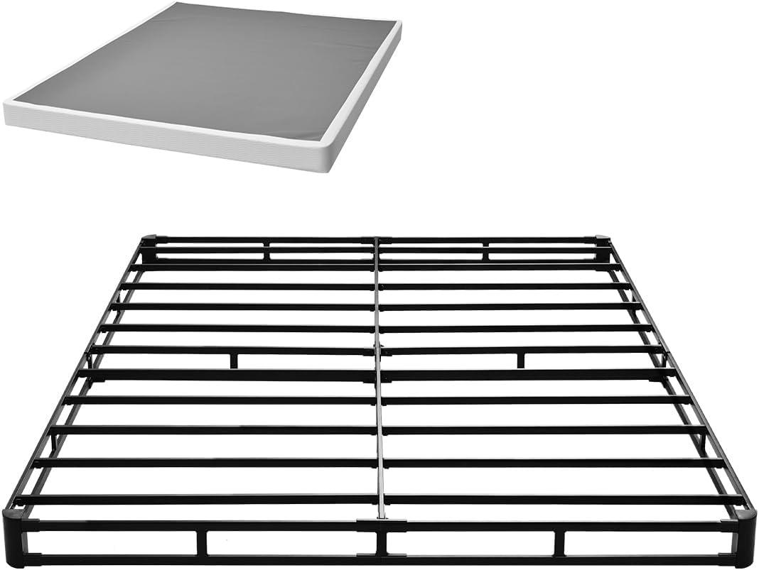 VEVOR Box Spring, Queen Size Bed Frame with Washable Fabric Cloth, Heavy Duty Metal Frame for Queen Bed, 4 in Mattress Foundation, 3500 lbs Max Weight Capacity, Easy Assembly, 79.1 L x 59.4 W x 4 H in