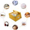 GUOZI Collapsible Storage Box, Decorative Memory Box with Lid & Metal Reinforced Corners, Cardboard File Bin with Handles, Organizer Gift Box for Keepsake Toy Photos Office Nursery Wardrobe Bookshelf