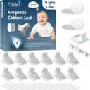 Blessimo 12 Pack Magnetic Cabinet Locks Baby Proofing with 12 locks and 2 Keys - Child Locks For Kitchen, Cabinets and Drawers - 3M Adhesive Easy Installation (White)