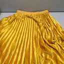 GOOBGS Women's Pleated A-Line High Waist Swing Flare Midi Skirt (L)