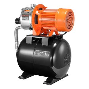 VEVOR 1.6 HP Shallow Well Pump with Pressure Tank, 1320 GPH, Automatic Irrigation Water Booster Pump with 30/50 PSI Pressure Switch for Home Garden Lawn, Certification for Drinking Water Security
