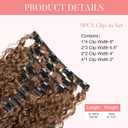 FLUFYMOOZ 9PCS Clip in Hair Extensions 22 Inch Curly Hair Extension Long Soft Synthetic Hairpieces for Women (Chestnut Brown)