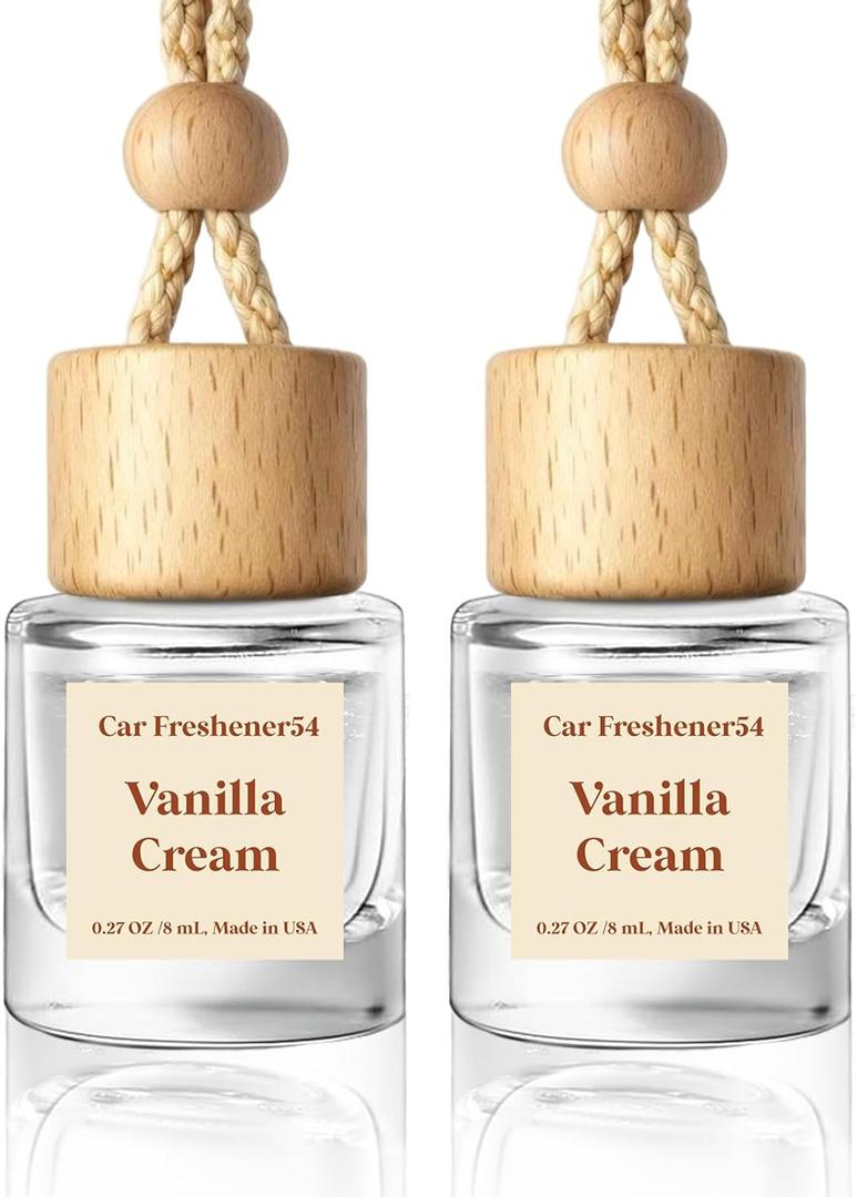 HoogaLife Car Air Freshener Diffuser 2 Pack Hanging Air Freshener Diffuser - Vanilla Cream Fragrance Oil Air D iffuser for Car, 45+ days Long Lasting Fragrance Made in USA C ar Air Fresheners (V54)