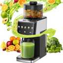 Cold Press Juicer, 5.12" Wide Feed Chute Juice Extractor Machine, Slow Masticating Juicer with Quiet Motor, High Juice Yield, BPA-Free, Juice Maker for Whole Fruits, Vegetables & Leafy Greens (Black)