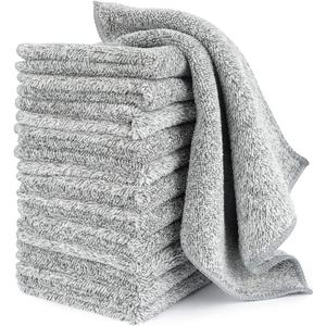 HAOBAOBEI Kitchen Cloth Dish Towels (12 Pack), Premium Dishcloths, Super Absorbent Microfiber Cleaning Cloth, Nonstick Oil Washable Fast Drying Dish Rags for Washing Dishes (Grey)