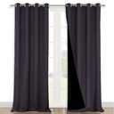 NICETOWN Full Shading Curtains 90" Long 2 Panels Set for Windows, Greyish Purple, Pack of 2, 52" W, Super Heavy-Duty Black Lined Blackout Curtains for Bedroom, Privacy Assured Window Treatment