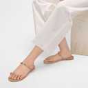 SOVANYOU Women's Toe Ring Thong Sandals Slip On Flat Flip Flops Open-Toe Slide Summer Sandals for Casual Beach & Dressy Outfits,8,5 (Beige)