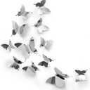 Silver Butterfly Wall Decals - 24 Pcs, Bedroom Wall Decor, Aesthetic Butterflies Stickers for Room Decor