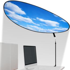 Juexica Large Adjustable Office Cubicle and Desk Shade,51'' Portable Cubicle Light Shade with Clamp Foldable Rotatable Canopy Blocks Light or Disturbance for Working Accessories(Blue Sky)