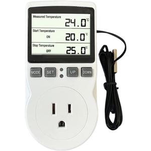 Plug in Thermostat Temperature Controller Electric Digital Thermostat Heating Cooling Mode Timer White