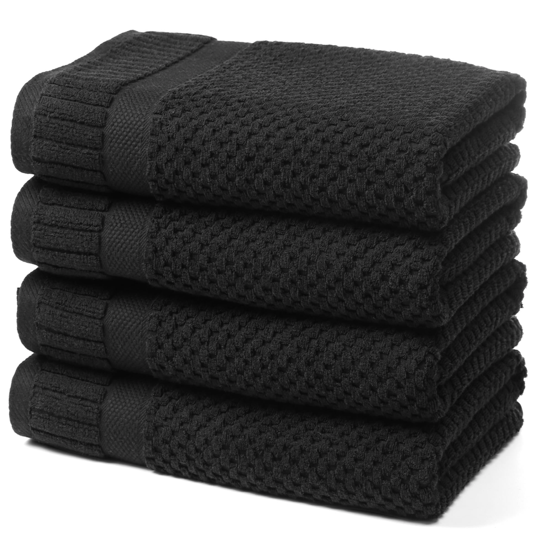 DIGEU 100% Cotton Bath Towels for Bathroom,Highly Absorbent Bath Towels Set Quick Dry,Luxury Soft Towels for Hotel(4 Piece,Black)