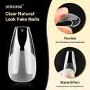 3 x JODSONE Short Straight Nails Tips Full Cover Soft Gel Nail Tips for Professional Pre-shaped Straight Shape False Nail Half Matte Fake Nail 10 Sizes 240PCS