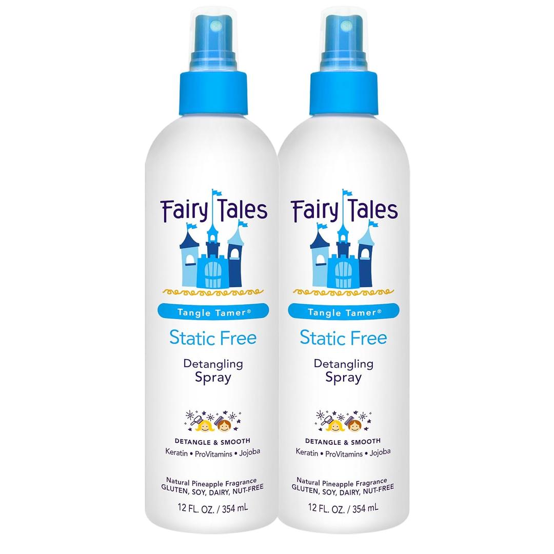 Fairy Tales Tangle Tamer Static Free Detangling Spray - Detangler Spray for Kids - Paraben Free, Sulfate Free, Gluten Free, Nut Free - 12 oz (2 pack) | Static Free, Paraben Free, Sulfate Free, Gluten Free, Nut Free