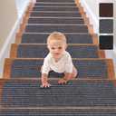 RIOLAND Stair Treads Carpet Non-Slip Indoor Stair Runners for Wooden Steps, Stair Rugs for Kids and Dogs, Set of 15, 8" X 30", Gray (Stripe Grey)