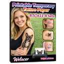8 Sheets Printable Temporary Tattoo Paper for Inkjet Printer - 8.5 x 11 in DIY Custom Temporary Tattoos with Vibrant Color Prints for Mother's Day, Kids & Adults