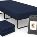 Ultrasoft Microfiber Deep-Pocket Fitted Twin Fitted Sheets 2 Pack Compatible Cot Size Sheets 25x70 bunks Rv Bunk Bed Sheets Stay-Tight Elastic, Wrinkle-Resistant, Quick-Dry, Colorfast- Navy Blue