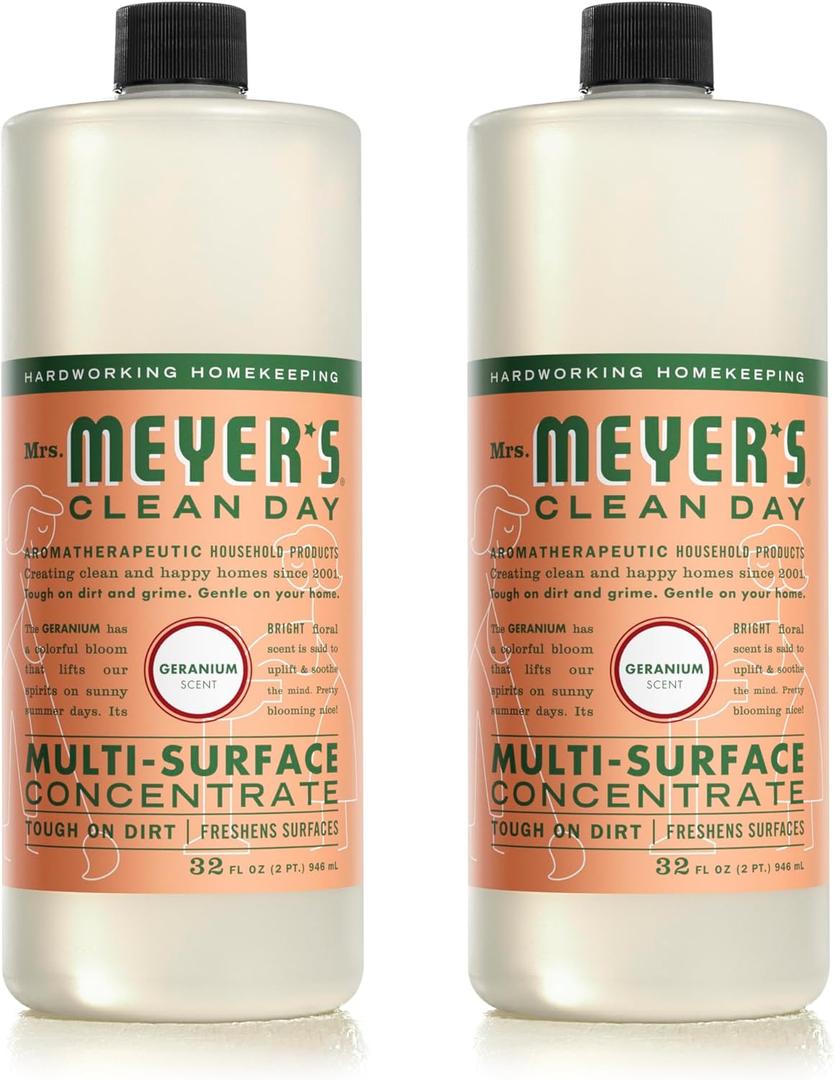 MRS. MEYER'S CLEAN DAY Multi-Surface Cleaner Concentrate, Use to Clean Floors, Tile, Counters, Geranium, 32 fl. oz - Pack of 2