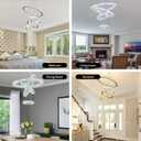 LED Chandeliers, Modern Crystal Chandelier Dining Room Living Room LED Ceiling Pendant Light 4 Rings Adjustable Stainless Steel Contemporary Chandeliers (4r Cool White)