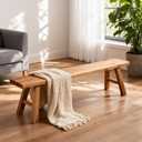 Narrow Entryway Bench Farmhouse Wood End of Bed Bench 20" 32" 39" 47" 55" 63" 71" 79" Sturdy Stable Skinny Long Benchs for Bedroom Hallway Dining Room Porch Easy to Assemble Natural Finish(32")