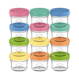 KeaBabies 12pk 4oz Glass Baby Food Containers with Lids - Leak-Proof, Microwavable Small Glass Jars, Baby Purees & Toddler Snack Storage Containers, BPA-Free, Dishwasher & Freezer Safe (Kea)