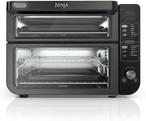 Ninja Double Oven with FlexDoor, FlavorSeal & Smart Finish, Air Fry, Bake, Roast, Toast, Fry, Pizza, Convection Oven, 13-in-1, Black, DCT402BK