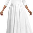 Xinlees Womens Casual Formal Fit and Flare Church Wedding Guest Work Dresses (White, XXL)