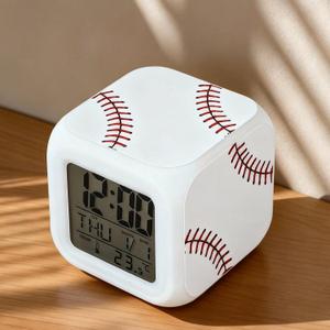 Kenning Christmas Alarm Clock Desk Table Gift with 7 LED Color Changing Nightlight, Xmas Sports Glowing Electronic Colorful Digital Alarm Clock Birthday Present(Baseball)