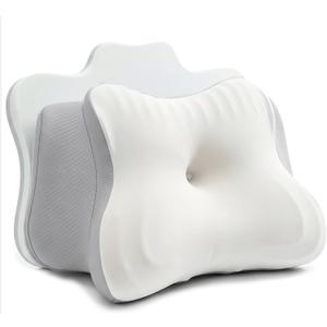 Cervical Pillow for Neck Pain & Side Sleepers Patented Ergonomic Memory Foam Pillow  Adjustable Height for Back & Side Sleeping, Anti-Snoring (Grey+White, Adjustable Height)