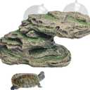 kathson Turtle Basking Platform Floating Turtle Dock Baby Tortoise Climbing Ramp Shale Reptiles Dock Resting Terrace Stone Aquarium Ornament for Frogs Newts (Green Size:8.2Lx3.3Wx3.1H)