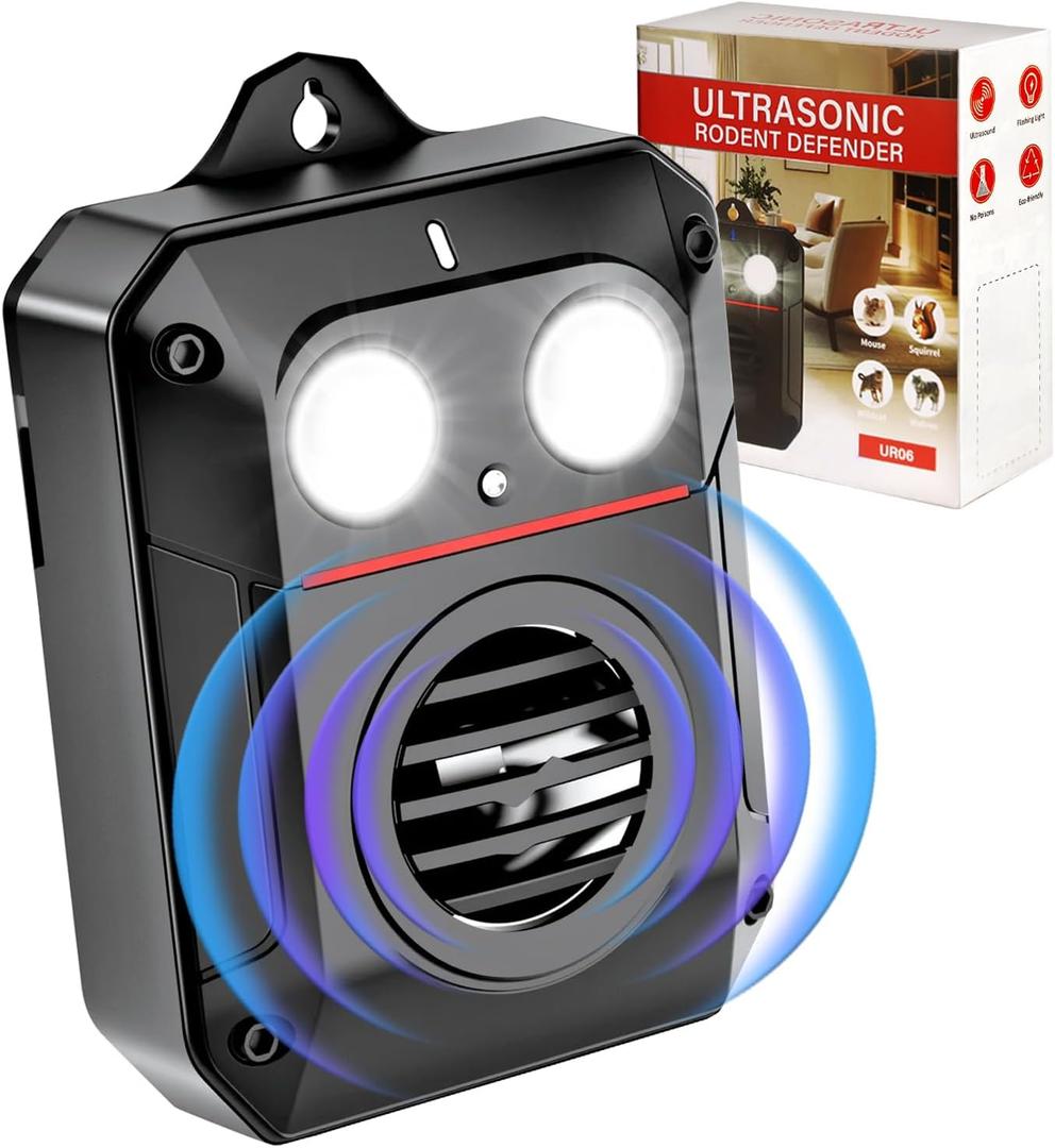 Electronic Mouse Repellent Devices, Mouse Repellent & Pest Repeller Ultrasonic Plug in or Battery, Rodent Repellent Outdoor for Rat Mouse Squirrel for Homes Vehicles Indoors and Outdoors