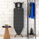 Brabantia XL Comfort Ironing Board with Solid Steam Iron Rest | Large (Size C) | Fairtrade Denim Black Cover | Adjustable Height (27-38"), Easy Fold, Anti-Collapse Lock, Non-Slip Feet