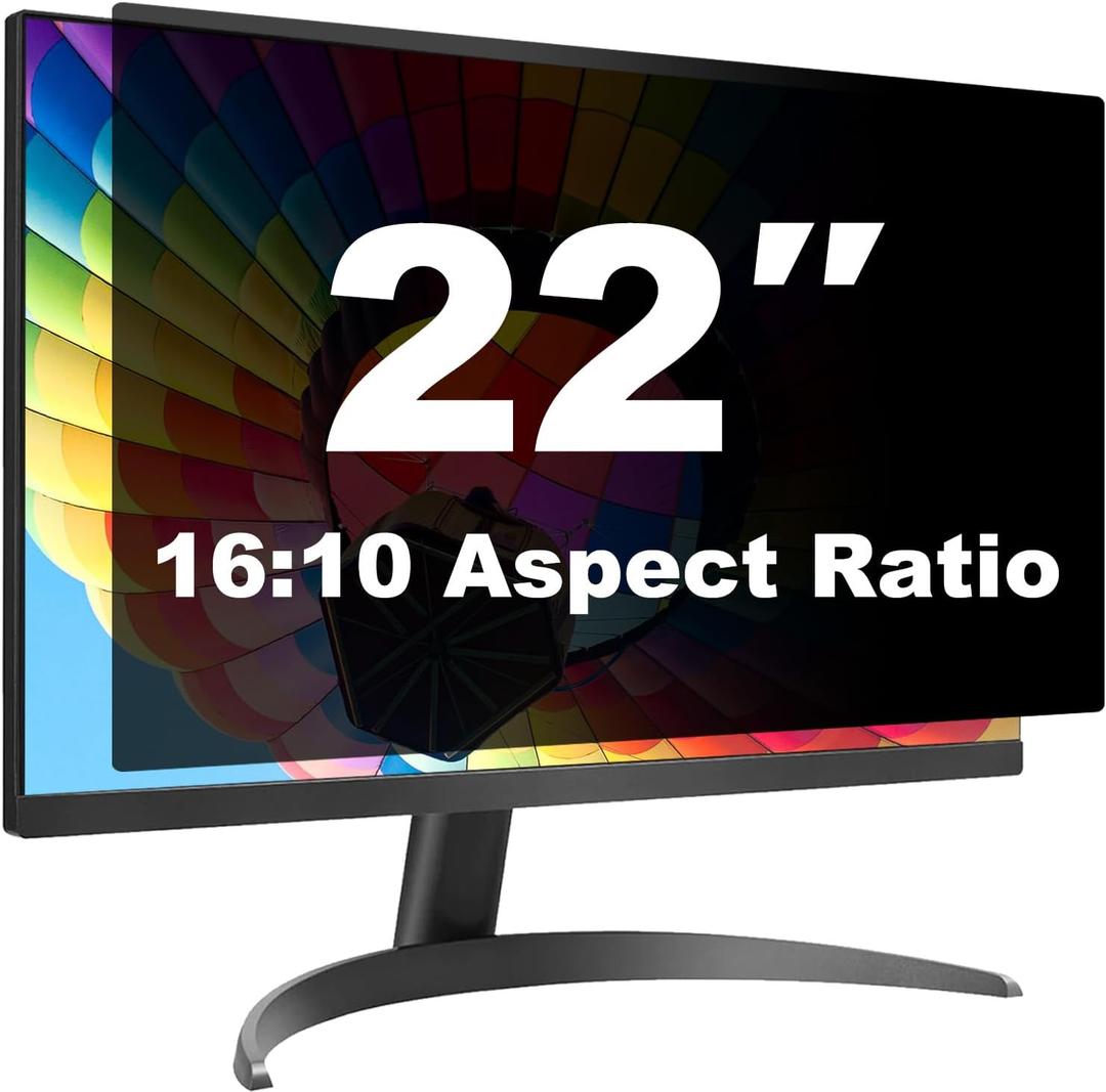 22 Inch Computer Privacy Screen Shield for 16:10 Widescreen Desktop Monitor - Anti-Glare Blue Light Privacy Filter and Anti Spy Screen Protector Film