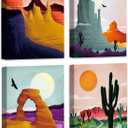 TANXM Framed National Park Canvas Art Prints ,Nature Wall Art,Mountain Print Set Abstract Prints of Mountain Art Poster, Desert Wall Art for Home and Living Room Decor Set of 4 (8x10 inch,Built-in Frame)