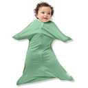 SleepingBaby Zipadee-Zip Transition Swaddle - Cozy Baby Swaddle Blanket with Zipper Convenience - Roomy Wearable Blanket for Easy Diaper Changes - Basil, Small (4-8 Month)