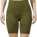 SIXIM Seamless Biker Shorts for Women, High Waisted Workout Compression Yoga Shorts Gym Running Active Fitness Shorts (Green, L)