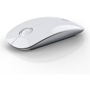 RAPIQUE Bluetooth Wireless Mouse - (BT5.1+USB) Slim Dual Mode Computer Mice with Quiet Click, Low Power, and 1600 DPI, Portable Cordless for MacBook, Laptop, iPad Pro/Air, Chromebook (White)
