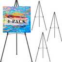 Easel Stand For Sign,63" Portable Metal Easel Stand for Wedding Sign, Adjustable Folding Art Easel For Display With Portable Bags (Black,4 Pack)