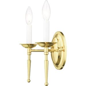 Livex Lighting 5122-02 Williamsburgh 2-Light Wall Sconce, Polished Brass