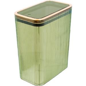 Glad Bathroom Trash Can, 2.6 Gallon (10L) - Slim Plastic Waste Basket with Pop-Up Lid and Bag Ring - Colored Clear Trash Can for Bedroom, Office, College Dorm - Green