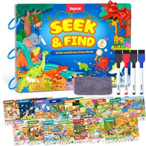 JoyCat Seek & Find Game Books - Preschool Learning Activity for Toddlers & Kids Ages 3-5, Travel Activities Toys for Road Trip Car Airplane, Busy Book, Birthday Gifts for Girls and Boys Ages 4-8