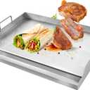 GGC Universal Griddle for Gas Grills, 25" x 16" Flat Top Griddle Plate for Gas Stove, Stainless Steel Griddle for Camping Stove, Nonstick Cooking Griddle for Charcoal, Tailgating, Parties