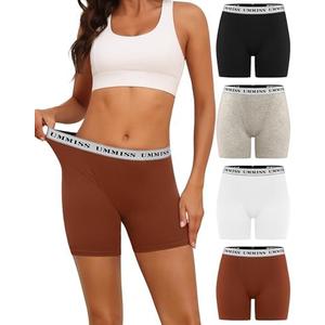 UMMISS Womens Boxer Briefs Underwear Boy Shorts Cotton Underwear Soft Anti Chafing Ladies Panties 4 Pack Size L