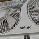 shinic 3-Speeds Window Fan with 180+90 Rotatable Fans, Manual Reversible, Vertical Window Fan with Rigid & Accordion Expanders, Width Adjustable (21.65" to 33.27"), Ideal for Home, Kitchen, Bedroom