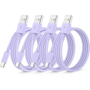 QZIIW 4Pack Apple USB C Fast Charging Cable 10FT For iPhone 16 15/16 15 Pro/16 15 Pro max/16 15 Plus,USB A to USB C Car Carplay Cord compatible Samsung Galaxy S25 S24,i Pad Pro 12.9/11,Air 5th/4th Gen (Purple)